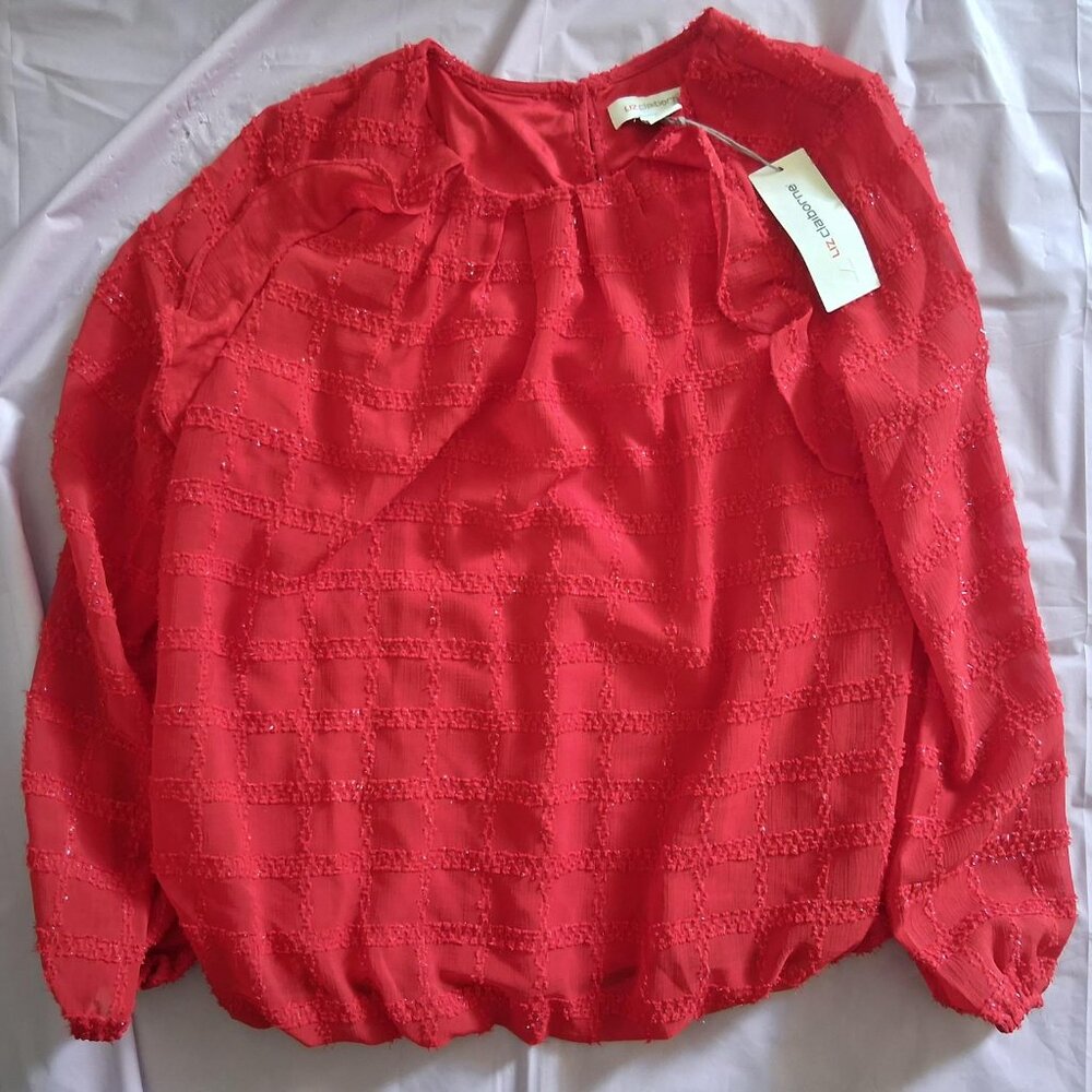 Liz Claiborne embroidered Classic Top, PM, Red